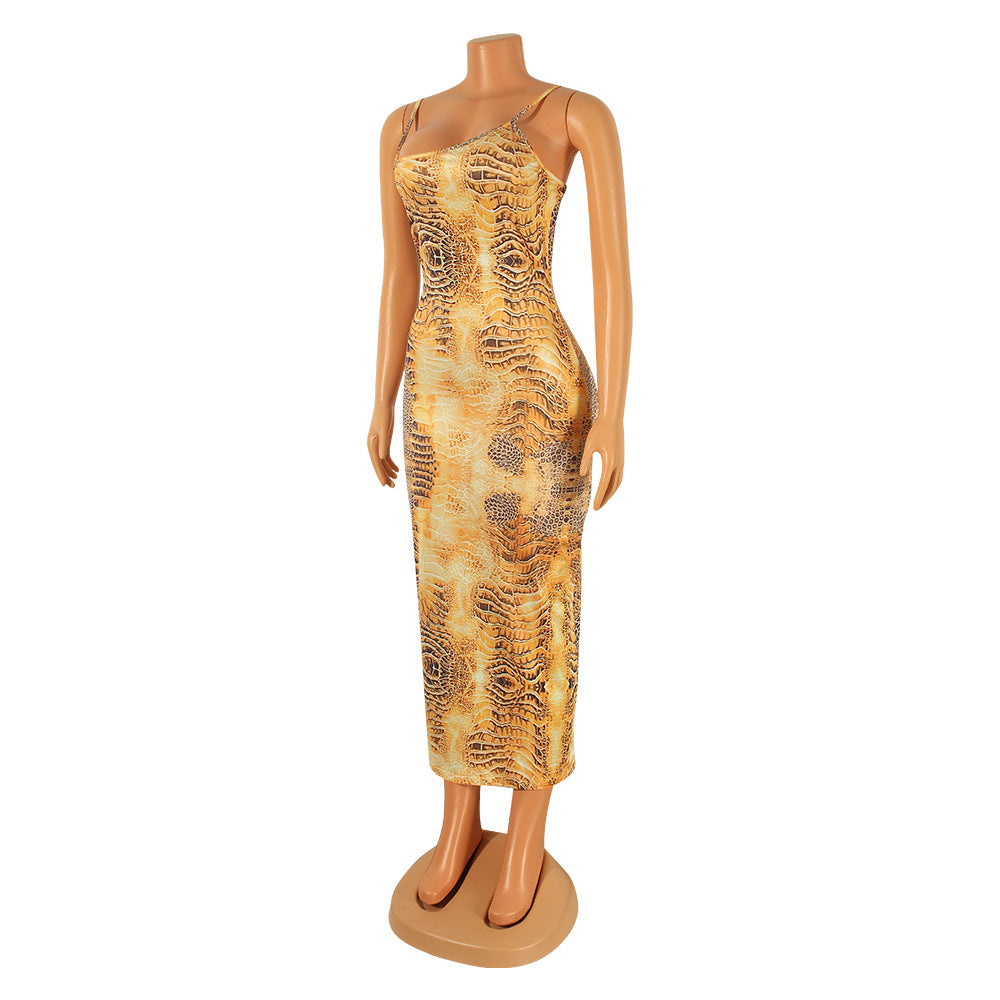 Fashion Sexy Sling Tight Sleeveless Long Nightclub Party Dress