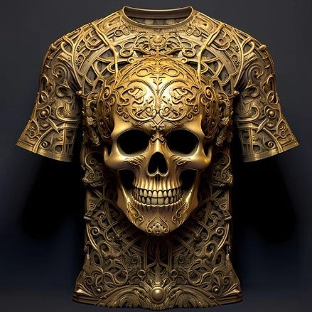 Men's 3D Skull Printed Hip Hop Trendy Tops Tees T-shirt