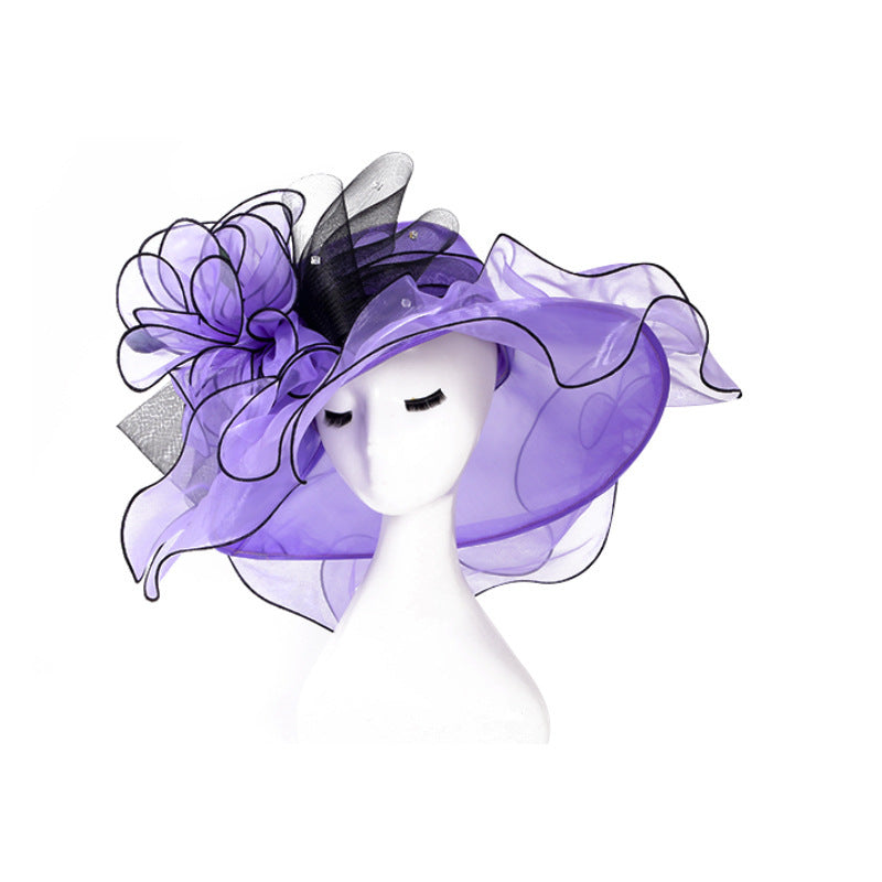 Women Fashion Big Brim Fashion Organza Dress Hat