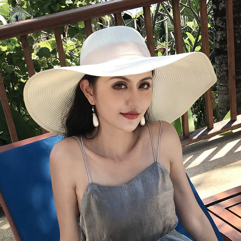 Women's Seaside Summer Vacation Foldable Sun Wide Brim Hat