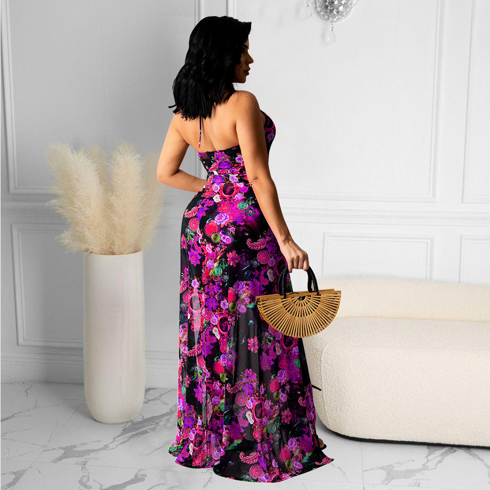 Fashion Sexy Mesh Lace Irregular Nightclub Party Dress