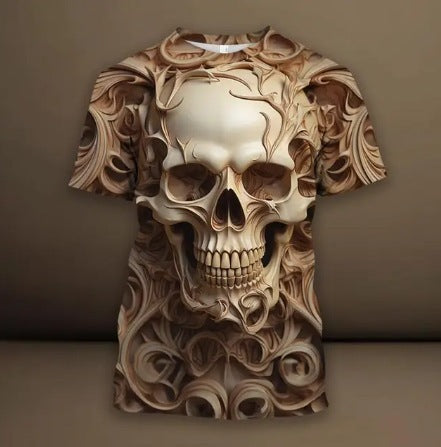 Men's 3D Skull Printed Hip Hop Trendy Tops Tees T-shirt
