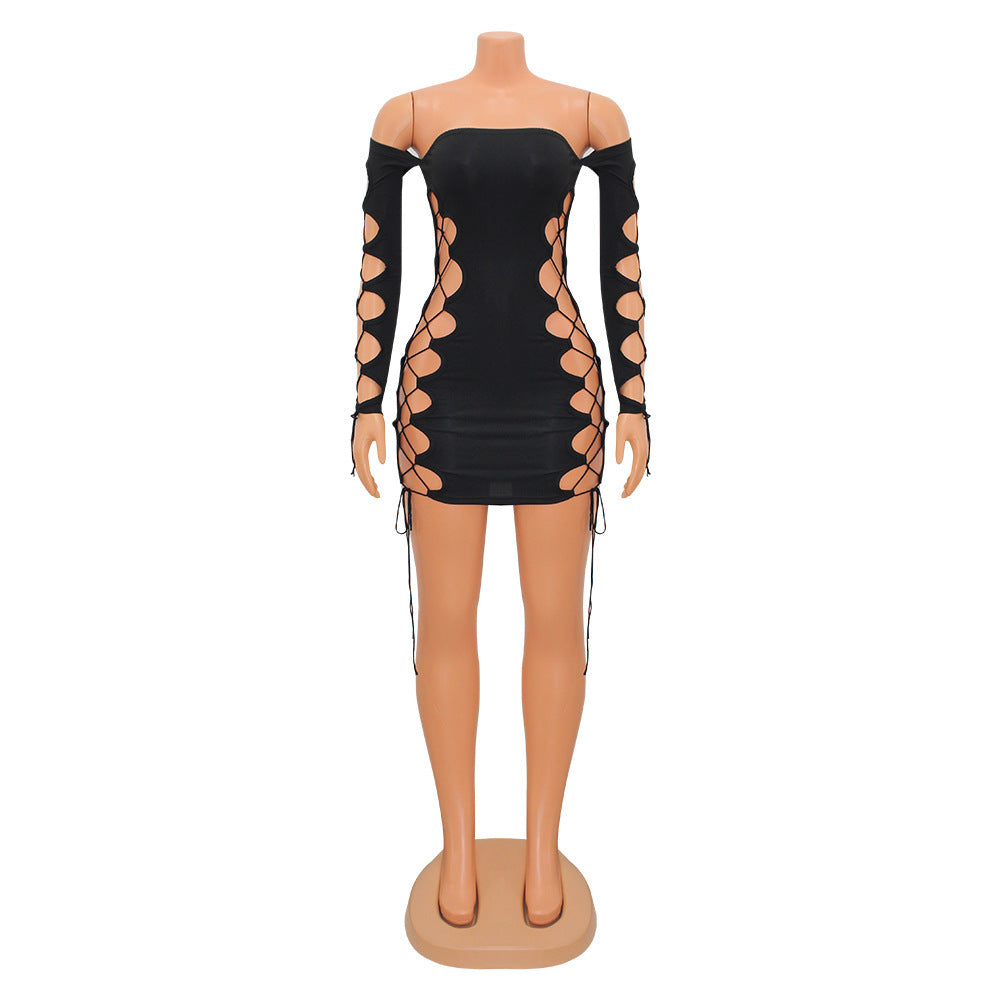 Women's Cutout Tie One Shoulder Wrap Night Party Dress