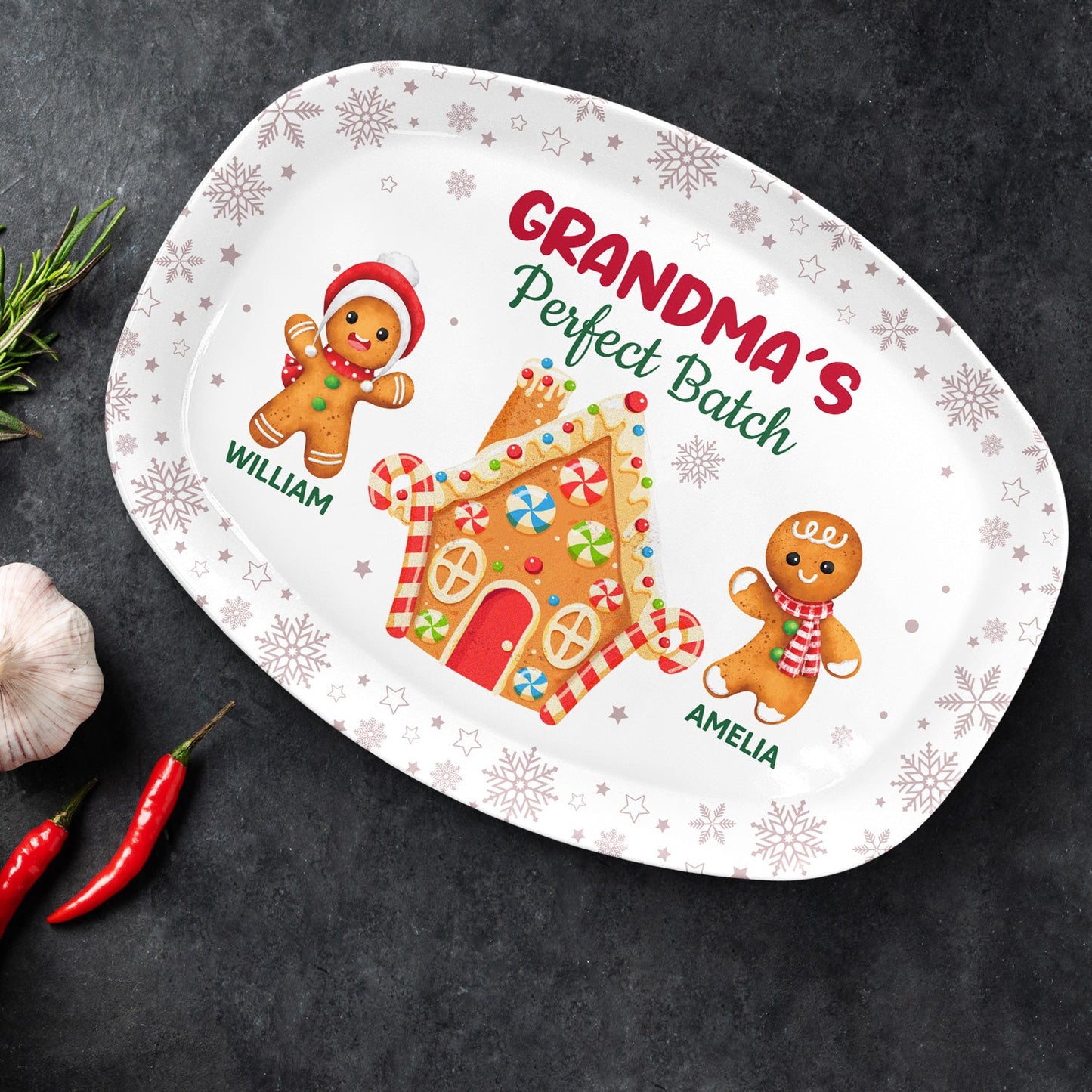 Grandma's Perfect Batch - Christmas, Loving Gift for Mom Grandma Family - Personalized Plate