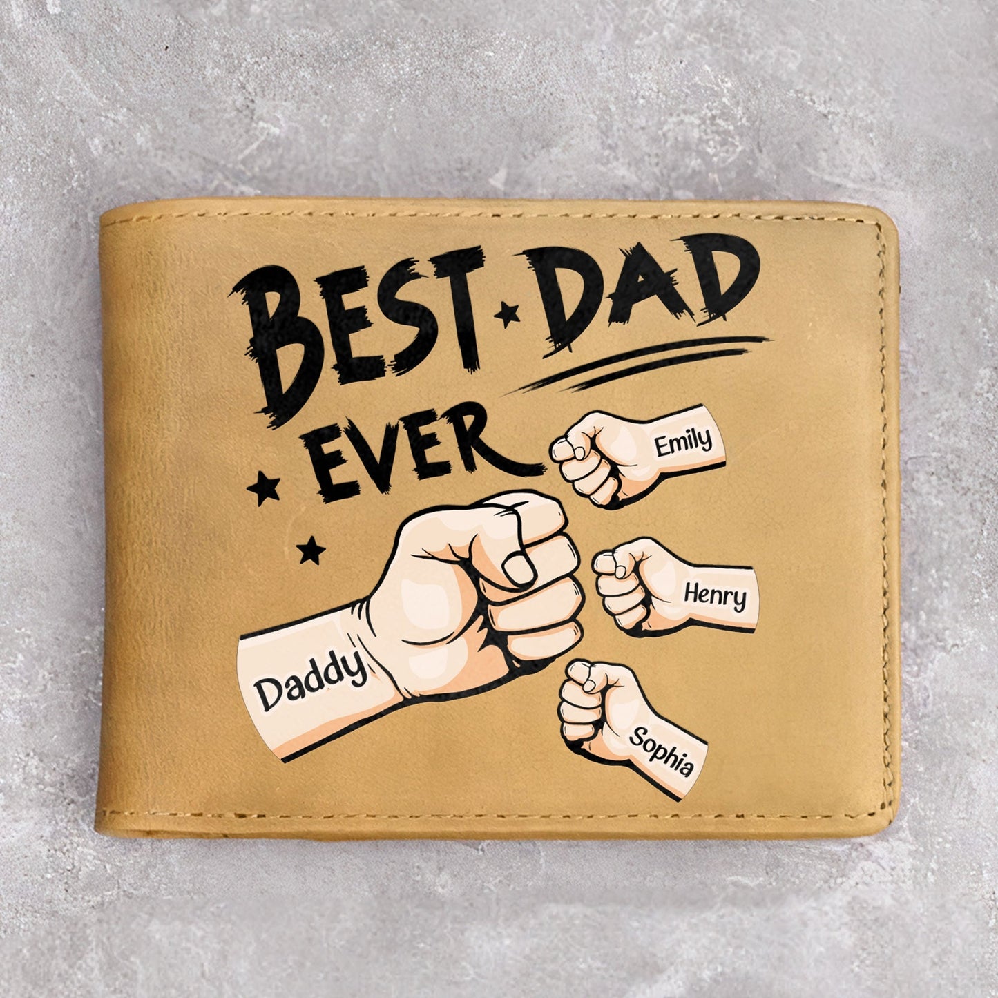 Best Dad Ever New Version - Personalized Leather Coins Cards Wallet