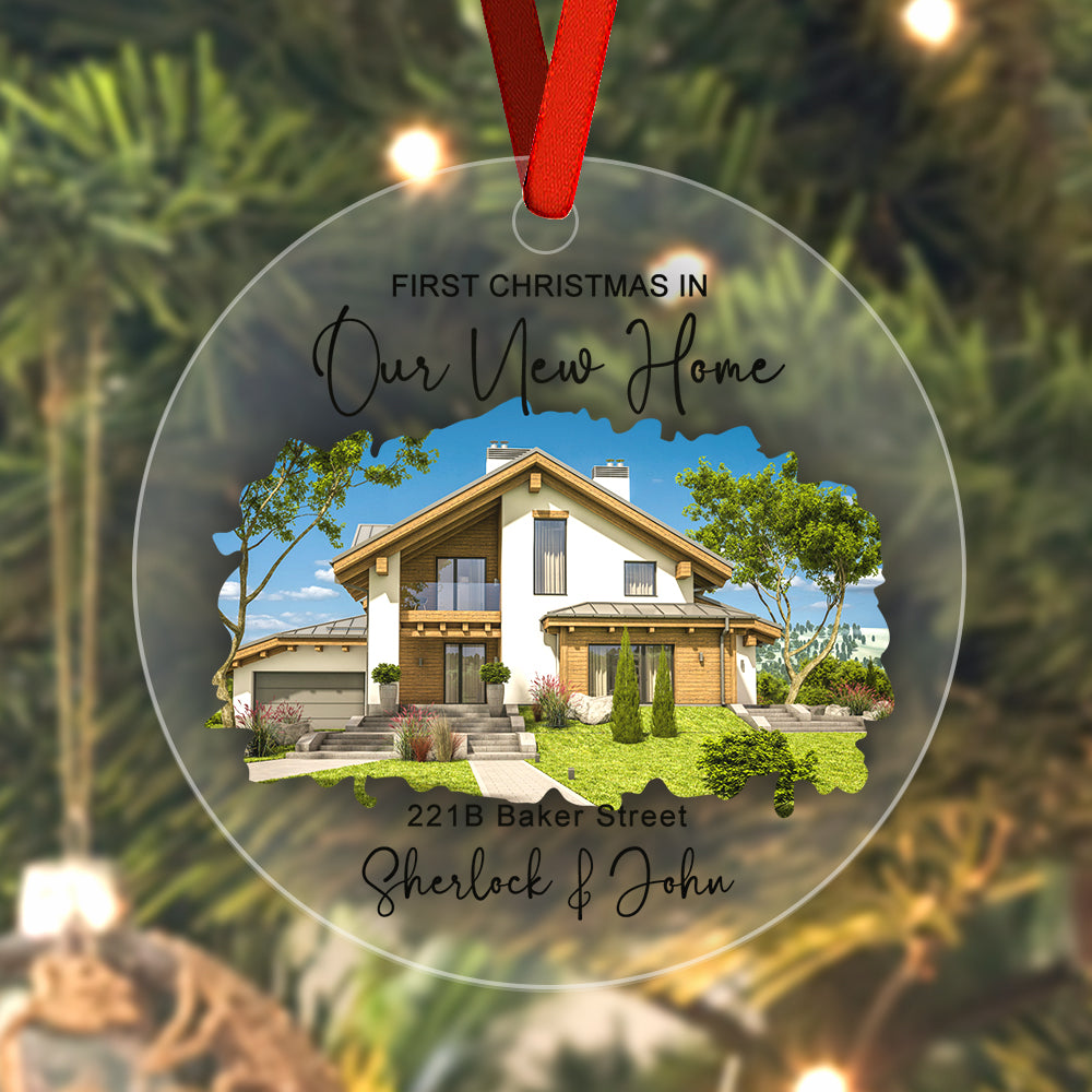 Personalized New Home Photo Hanging Watercolor Ornament Housewarming Gift