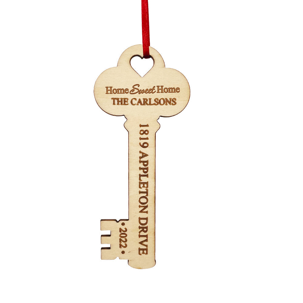 Personalized New Home Christmas Ornament Wooden Key Decoration Housewarming Gift