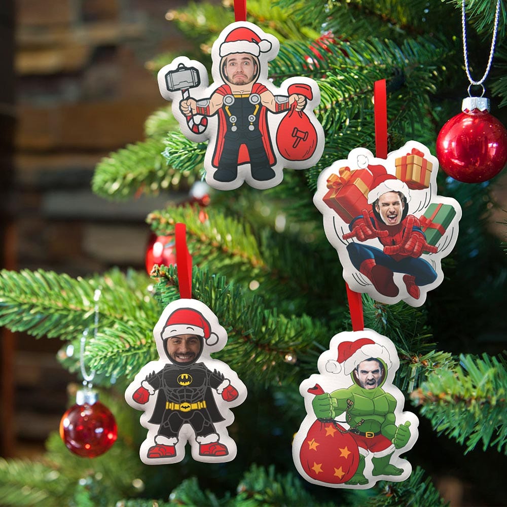 Custom Superhero Personalized Face Christmas Hanging Decoration