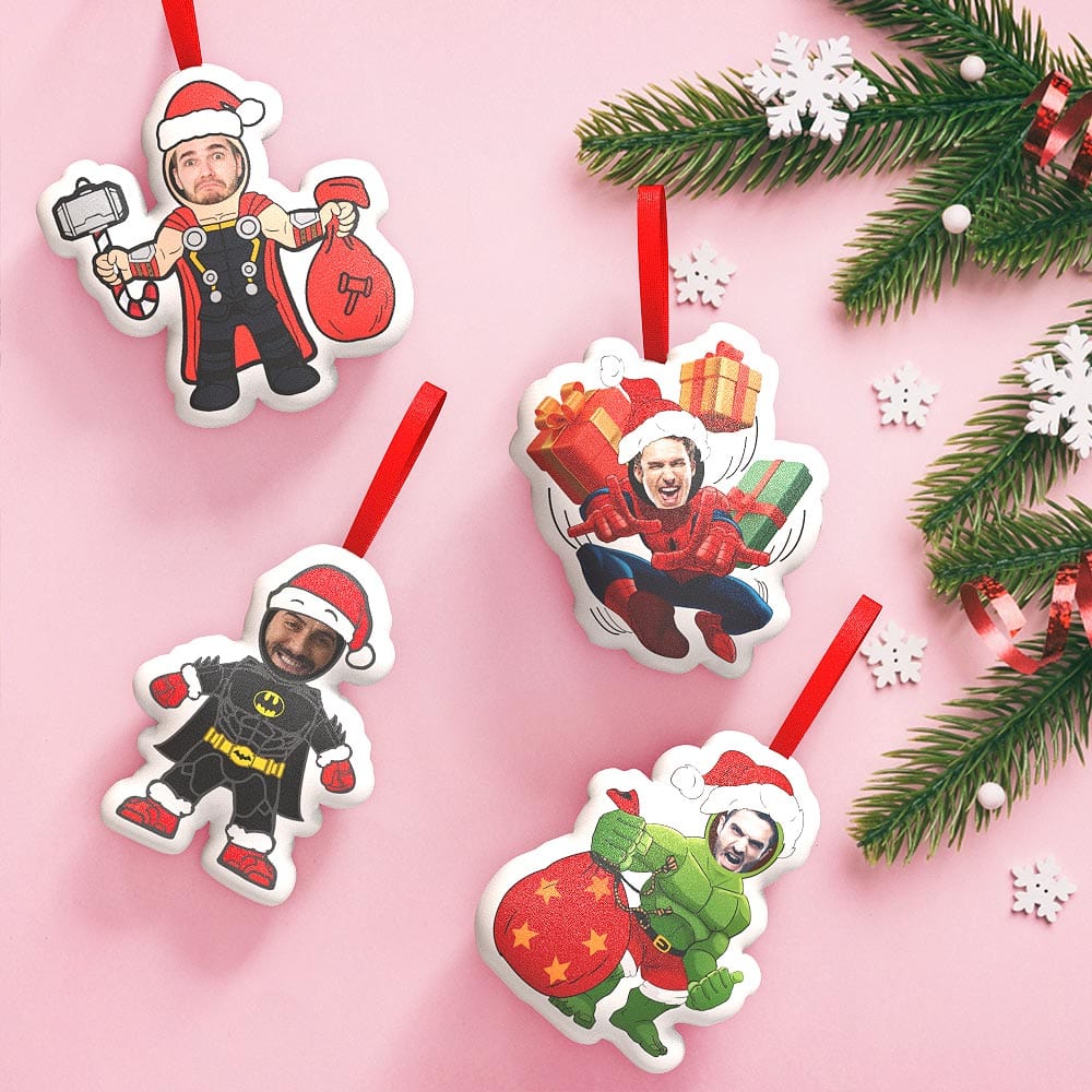 Custom Superhero Personalized Face Christmas Hanging Decoration