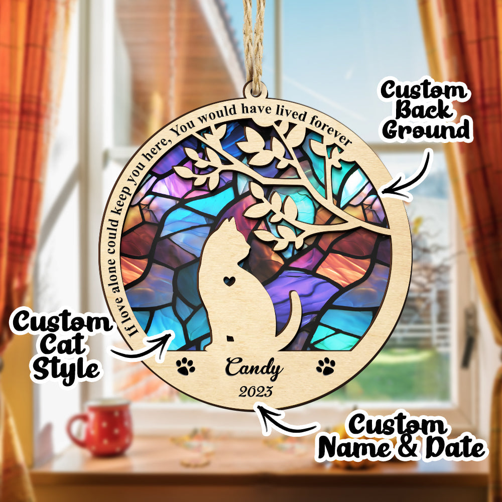 Custom Pet Cat Memorial Suncatcher Ornament Loss of Pet Sympathy Gift