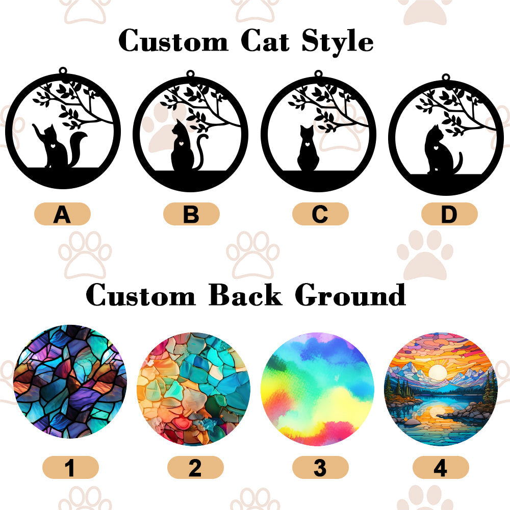 Custom Pet Cat Memorial Suncatcher Ornament Loss of Pet Sympathy Gift