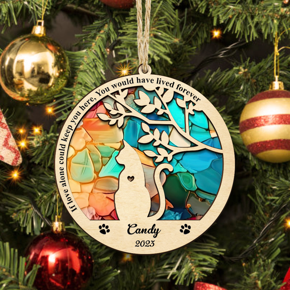 Custom Pet Cat Memorial Suncatcher Ornament Loss of Pet Sympathy Gift