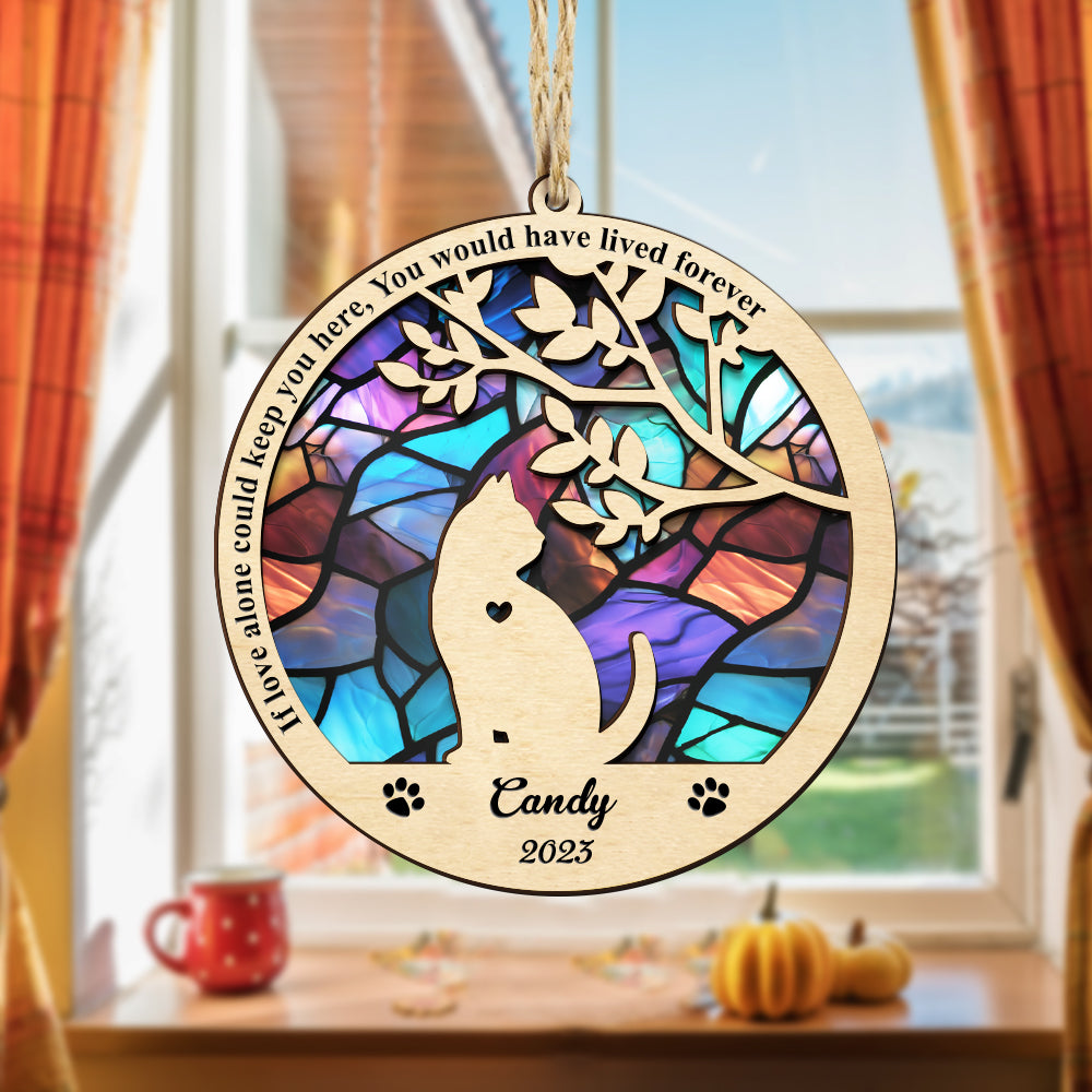 Custom Pet Cat Memorial Suncatcher Ornament Loss of Pet Sympathy Gift