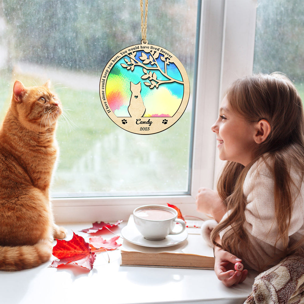 Custom Pet Cat Memorial Suncatcher Ornament Loss of Pet Sympathy Gift