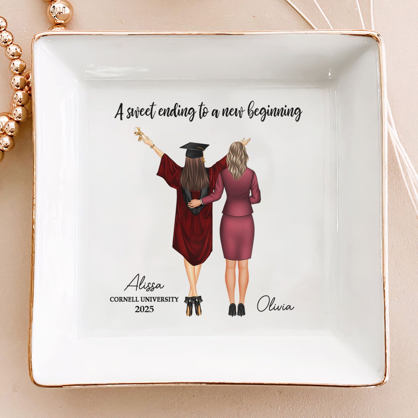 Graduation Gift A Sweet Ending To A New Beginning - Personalized Jewelry Dish