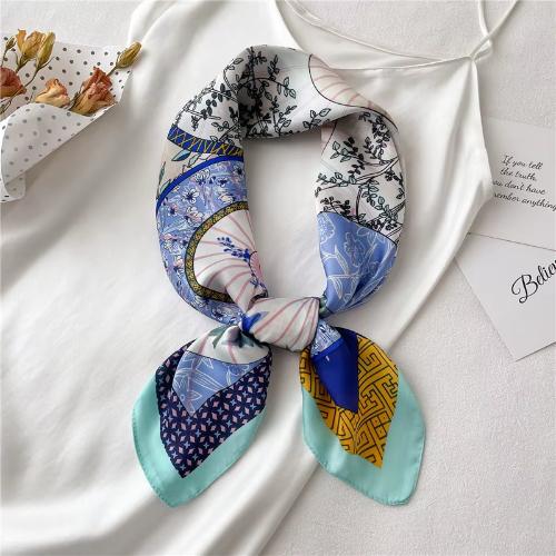 Women Fashion Silk Satin Cats Pets Printed Wrap Scarf Bandana Scarves