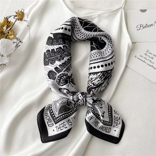 Women Fashion Silk Satin Cats Pets Printed Wrap Scarf Bandana Scarves