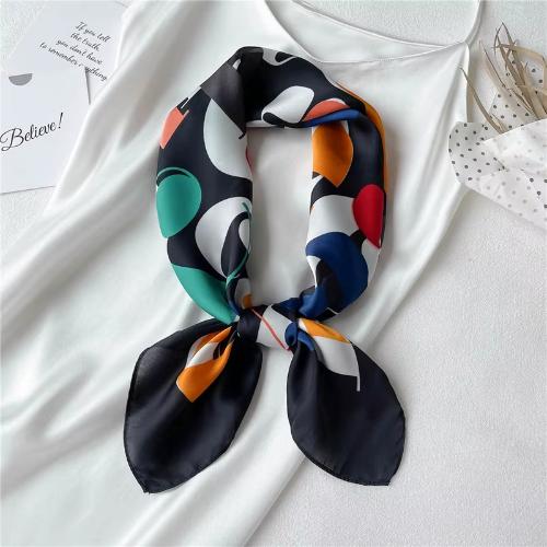 Women Fashion Silk Satin Cats Pets Printed Wrap Scarf Bandana Scarves