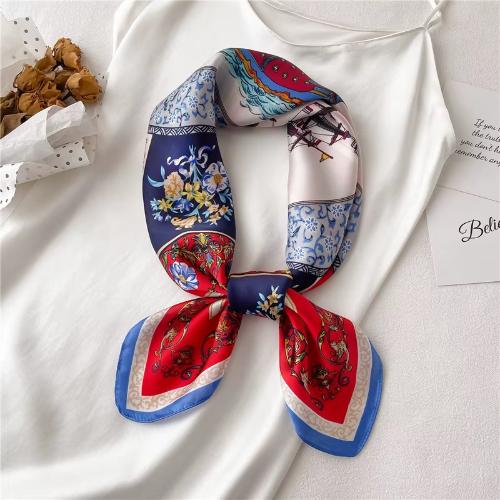 Women Fashion Silk Satin Cats Pets Printed Wrap Scarf Bandana Scarves