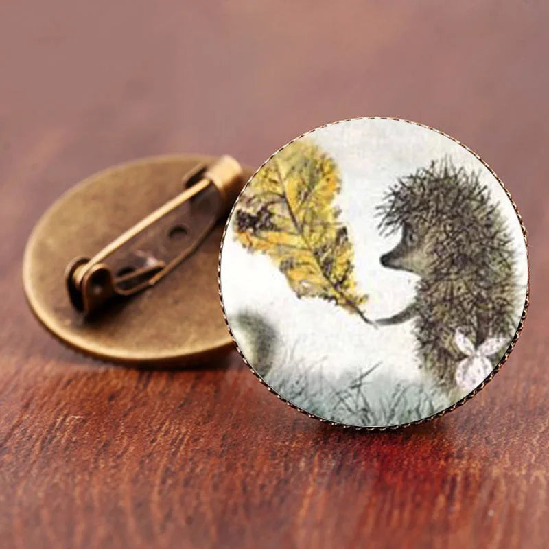 Women Vintage Hedgehog Animal Fashion Brooches Antique Bronze Pin Brooch