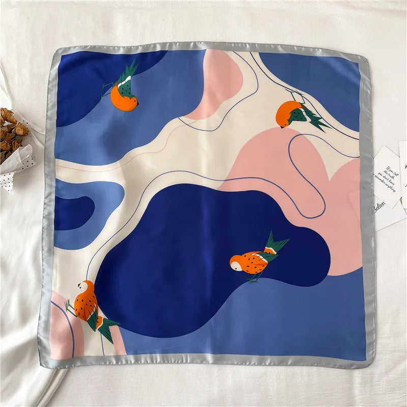 Women Fashion Silk Satin Cats Pets Printed Wrap Scarf Bandana Scarves