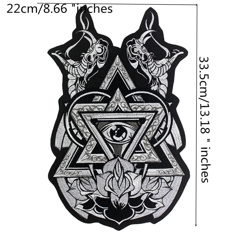 Fashion Punk Eye Skeleton Flower Biker Vest Embroidered Patch Iron On /sew on Clothes Patches