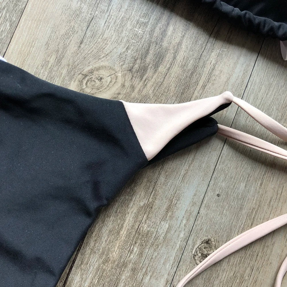 Sexy Halter Thong Micro Bikini Push Up Brazilian Tropical Plant Print String Mini Swimsuit
