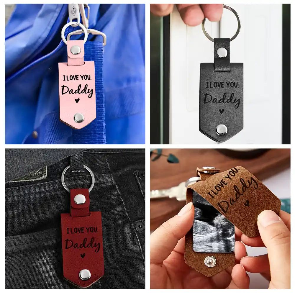 You Can Carry Me Too - Personalized Leather Photo Keychain Dad Father Mom