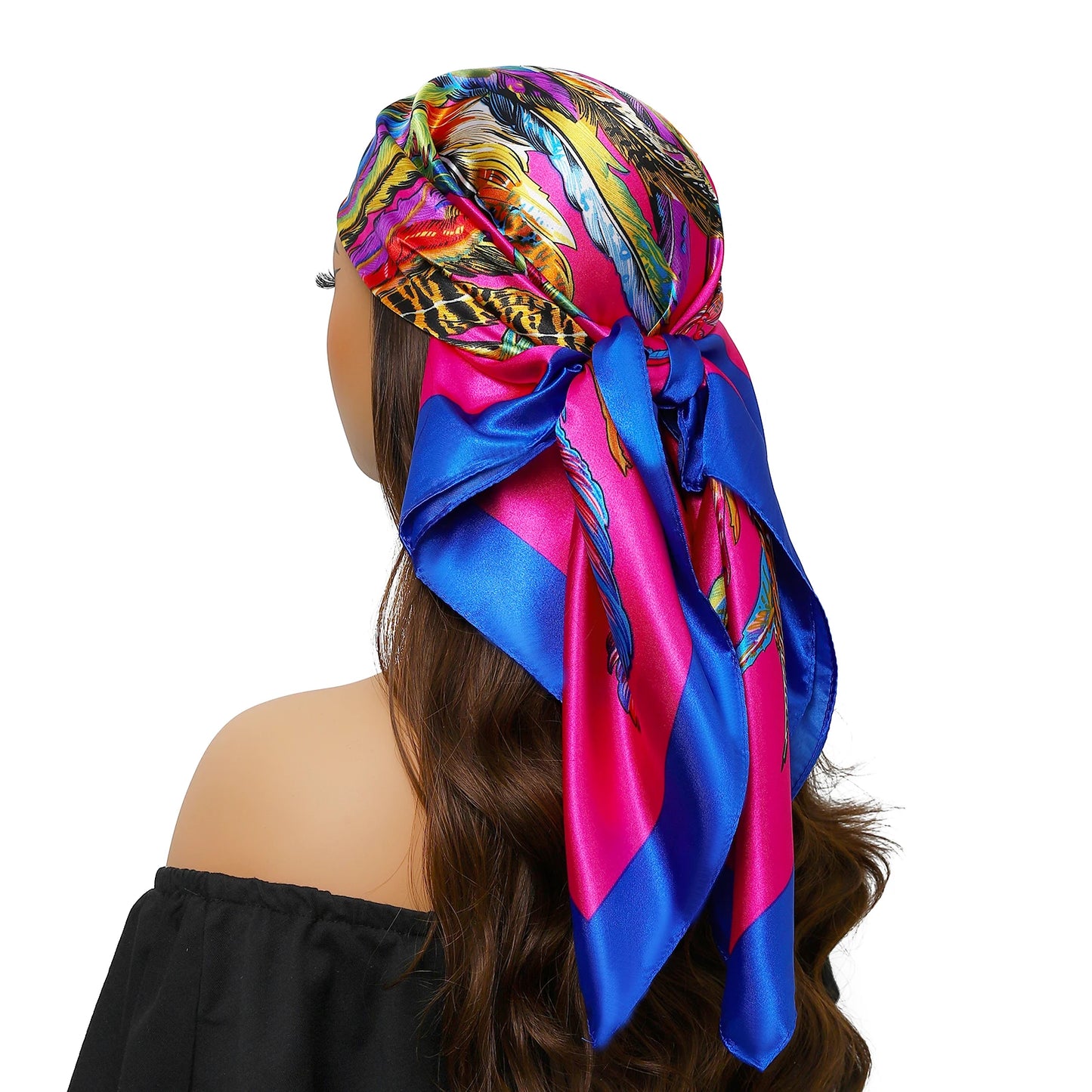 90cm Women Four Seasons Square Silk Satin Bandana Wrap Shawl Scarves Scarfs Sqk7