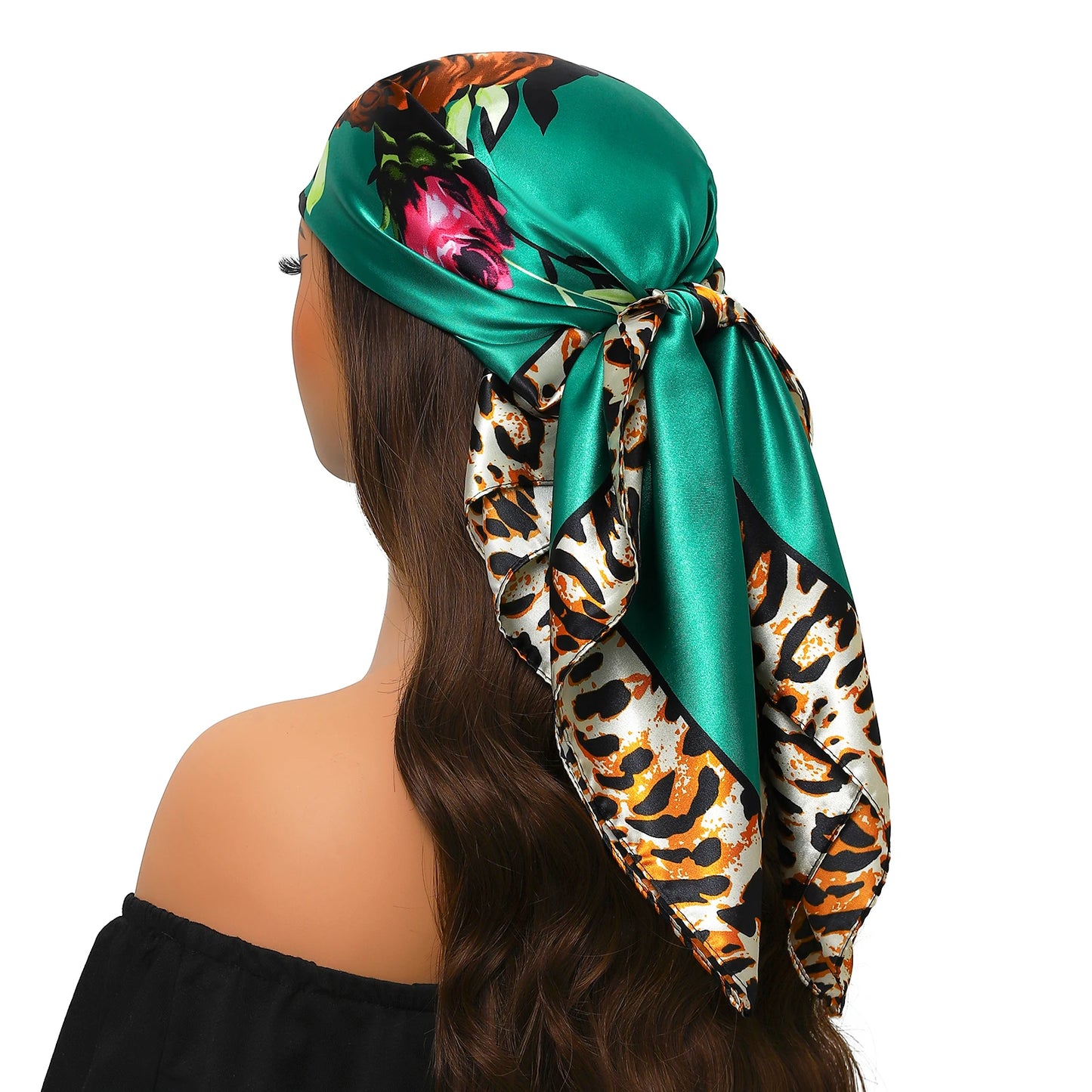 90cm Women Four Seasons Square Silk Satin Bandana Wrap Shawl Scarves Scarfs Spk11