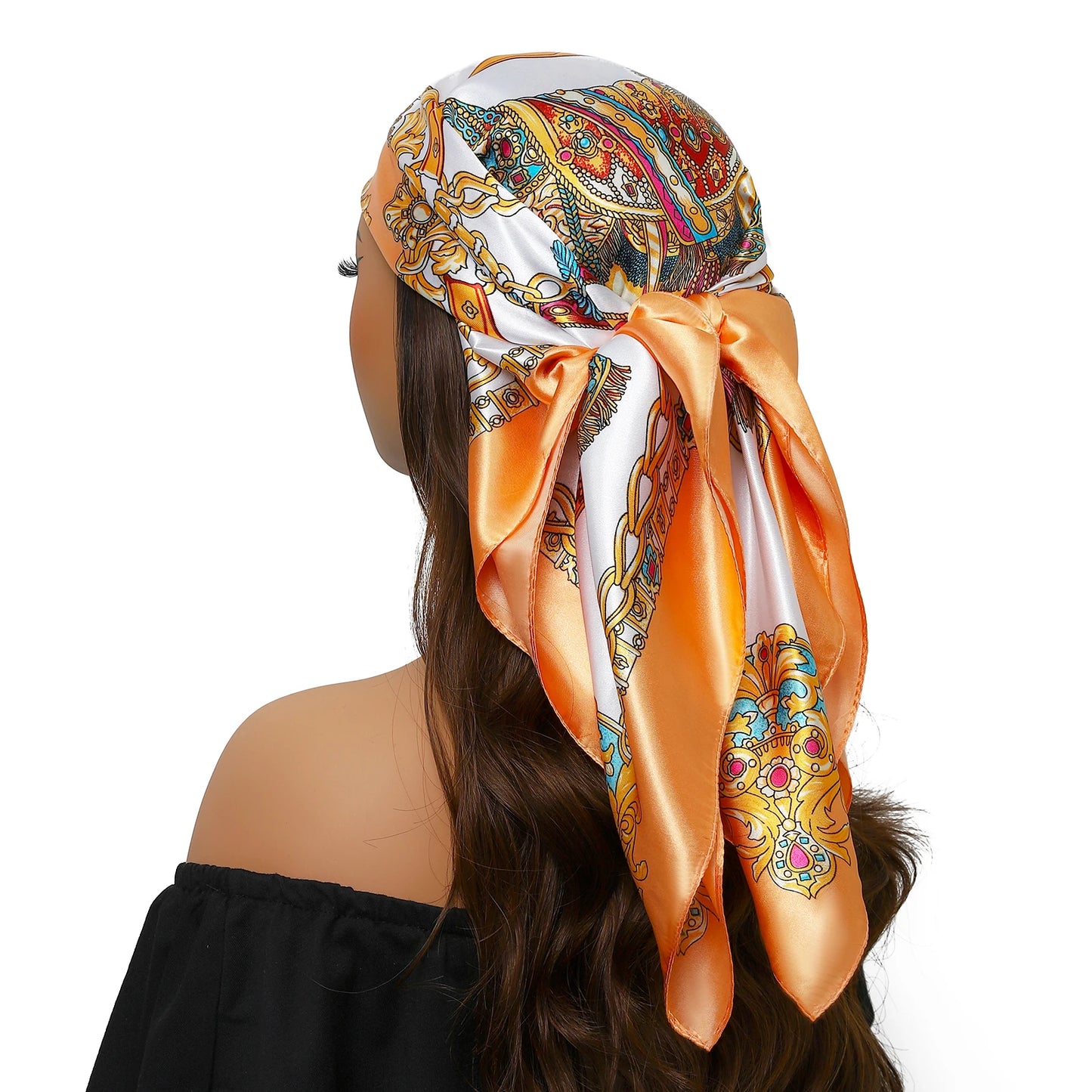 90cm Women Four Seasons Square Silk Satin Bandana Wrap Shawl Scarves Scarfs Sqk7