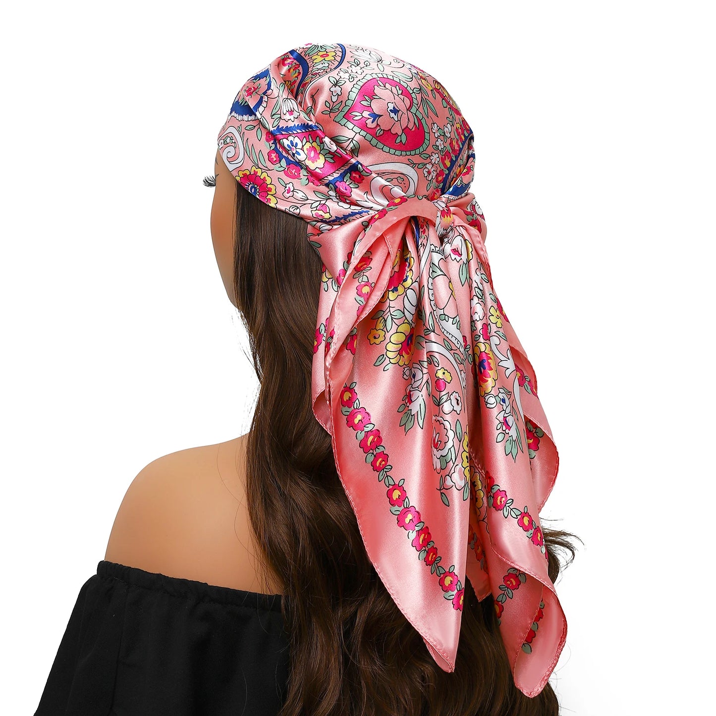 90cm Women Four Seasons Square Silk Satin Bandana Wrap Shawl Scarves Scarfs Spk13
