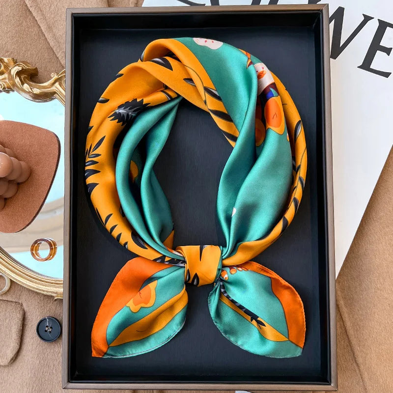 70*70cm Women Fashion Plaid Silk Satin Square Scarf Shawl Wrap Bandana Scarves