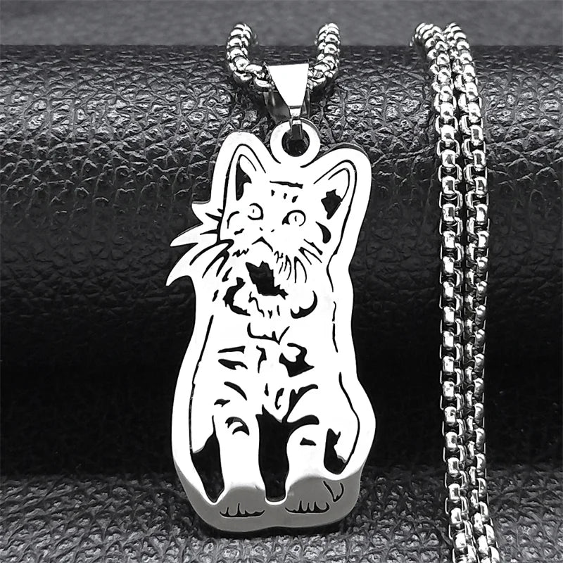 Cute Cat Ragdoll Kitty Women Men Stainless Steel Silver Color Chain Pendant Necklace