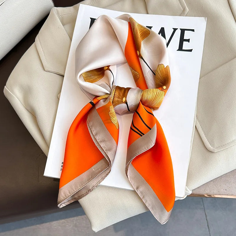 Women Silk Feeling Design Satin Square Scarf Wrap Shawl Scarves