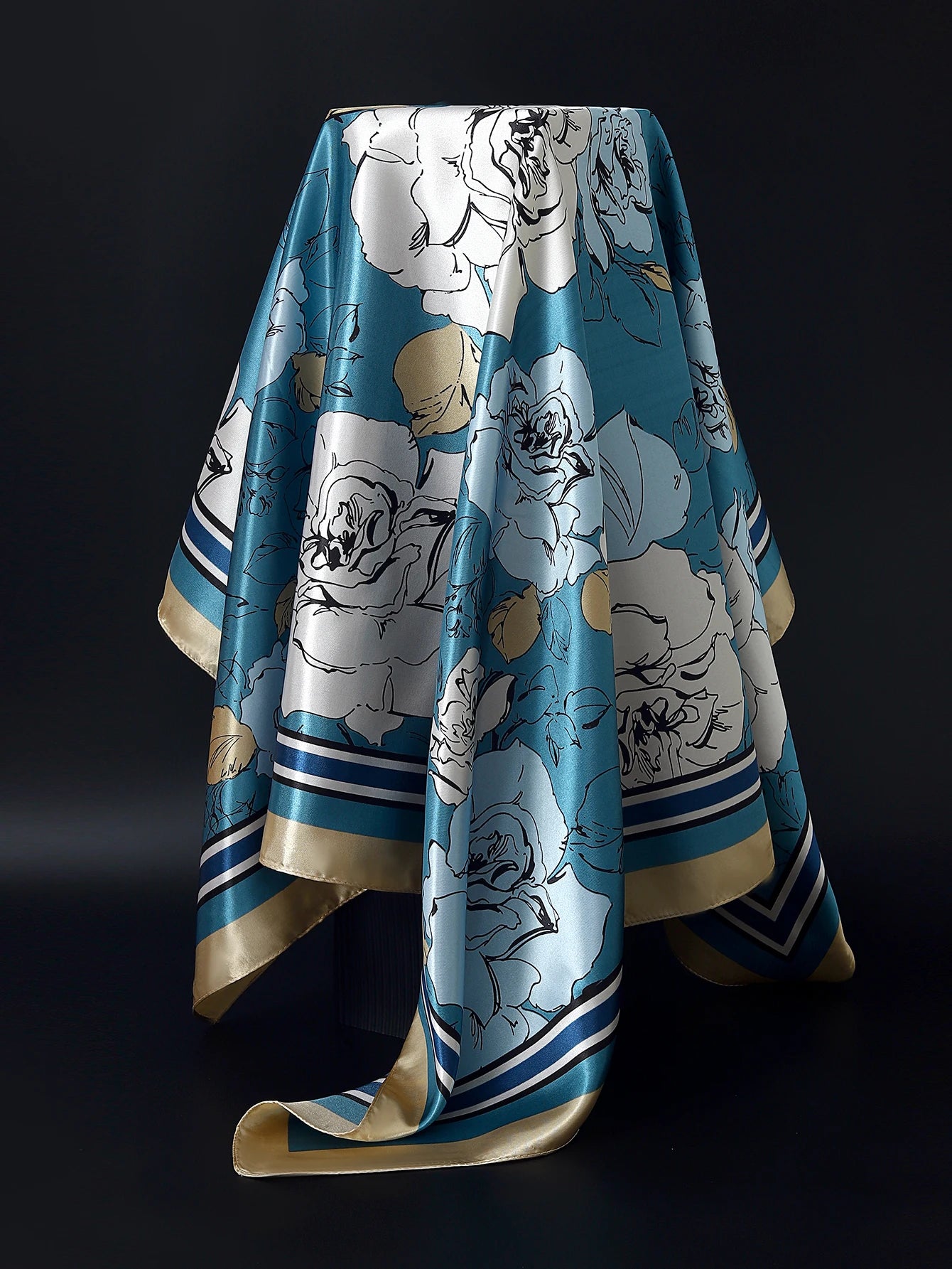 90cm Women Four Seasons Square Silk Satin Bandana Wrap Shawl Scarves Scarfs Sqk2