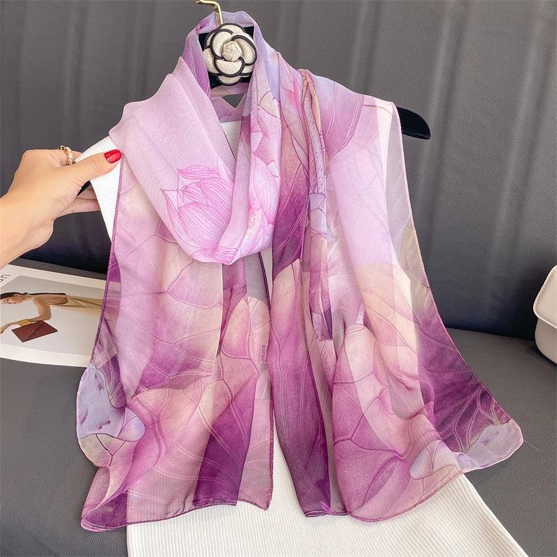 Women Beach Scarf Georgette Silk Shawls Design Printed Wraps Scarves