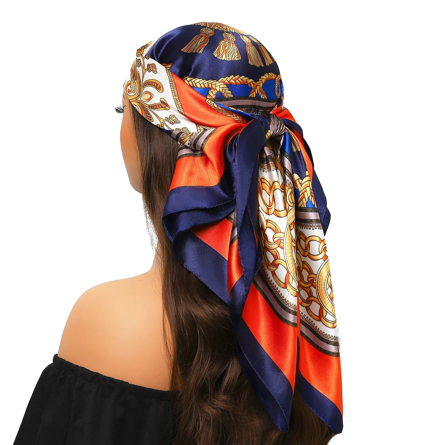 90cm Women Four Seasons Square Silk Satin Bandana Wrap Shawl Scarves Scarfs Sqk7