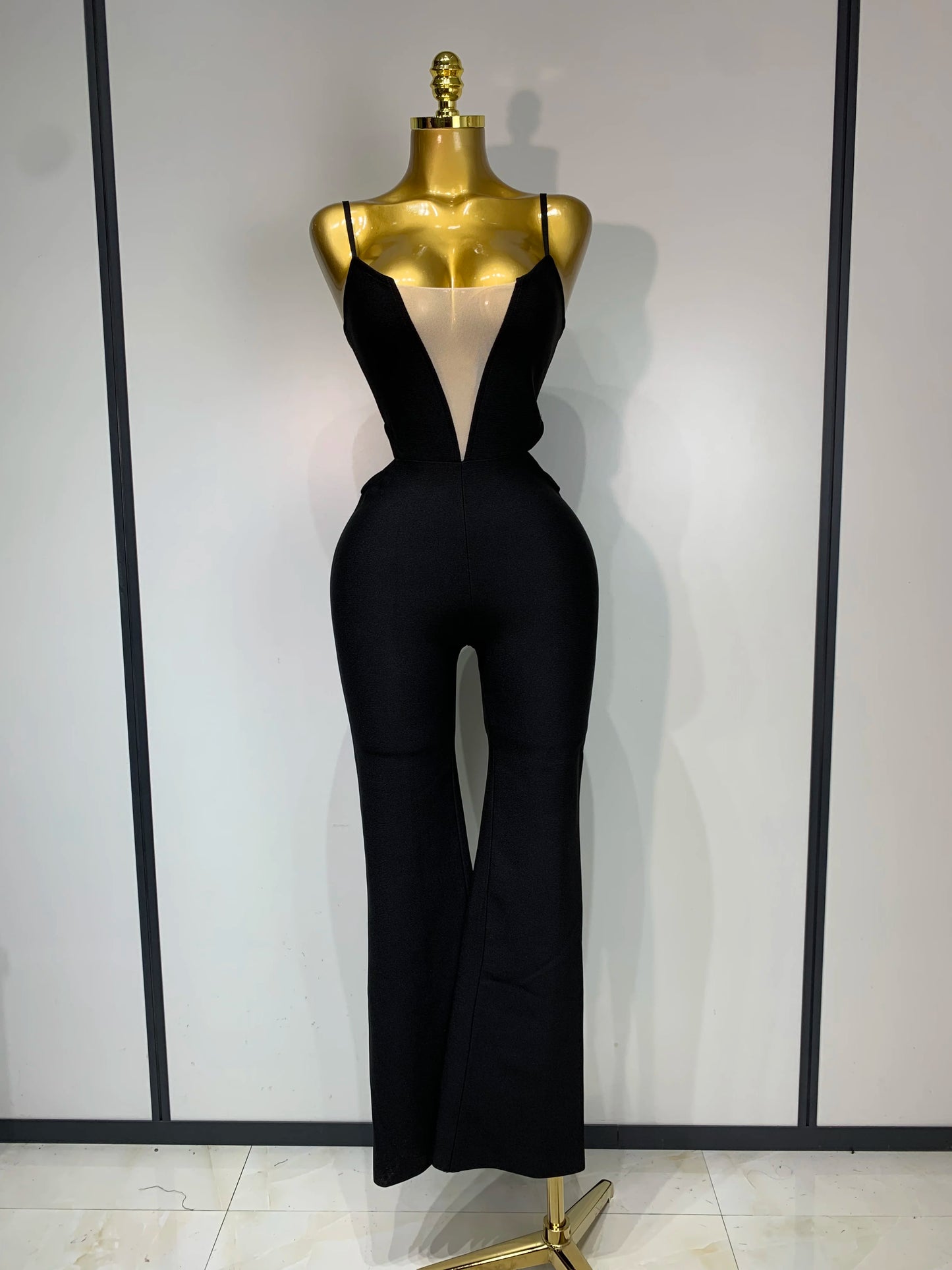 Sexy Backless Sleeveless Black Bandage Jumpsuit Club Cocktail Evening Dress