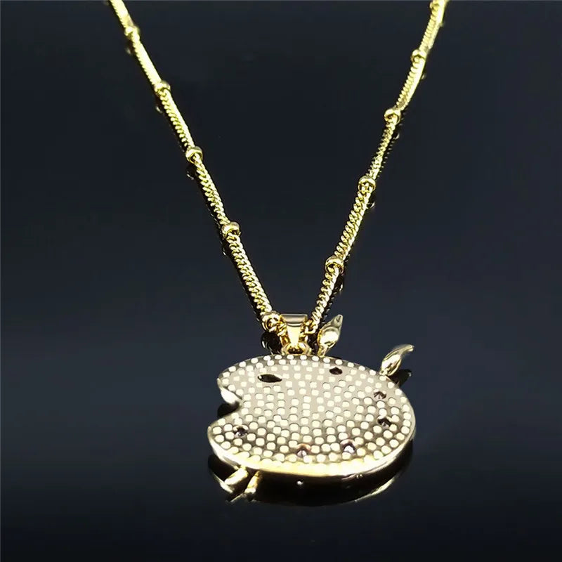 Painting Plate Zircon Stainless Steel Art Pigment Palette Choker Necklace