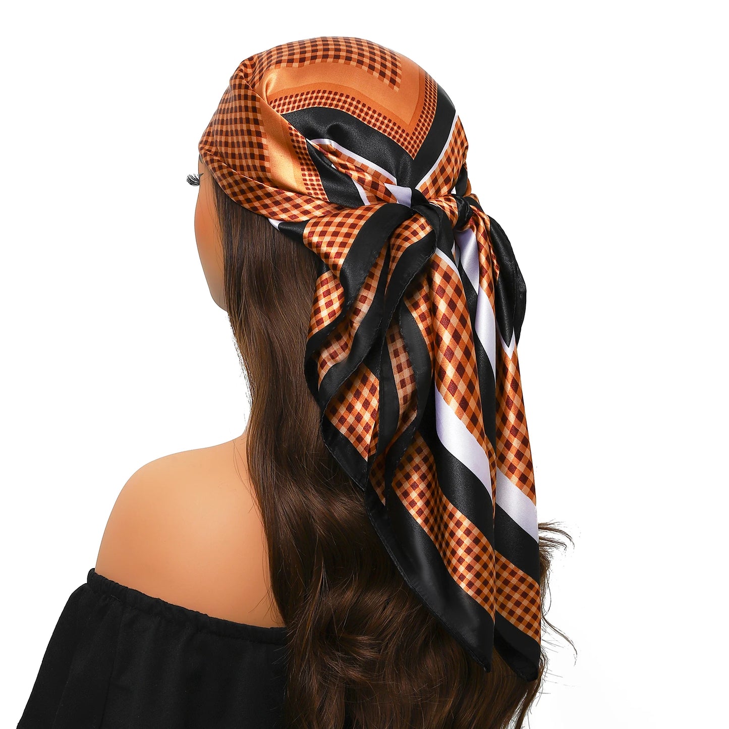 90cm Women Four Seasons Square Silk Satin Bandana Wrap Shawl Scarves Scarfs Spk11