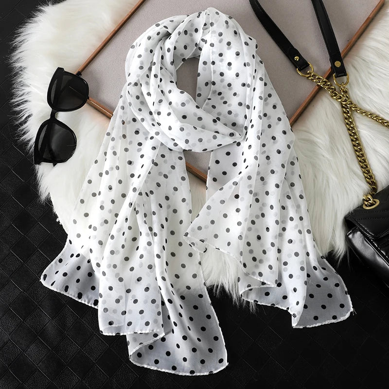 Women Fashion Printed Dot Chiffon Bandanas Beach Wrap Scarf Scarves
