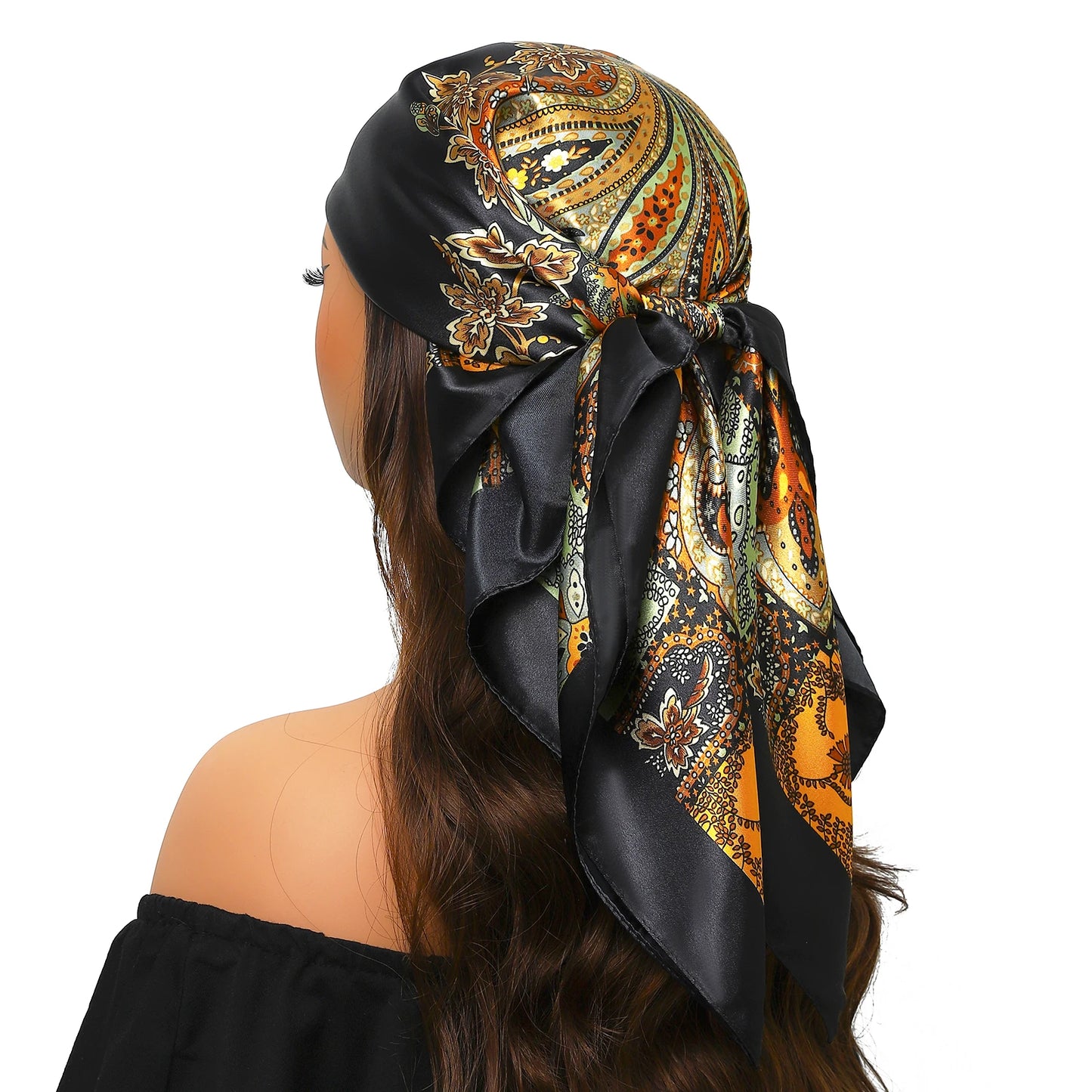 90cm Women Four Seasons Square Silk Satin Bandana Wrap Shawl Scarves Scarfs Spk13
