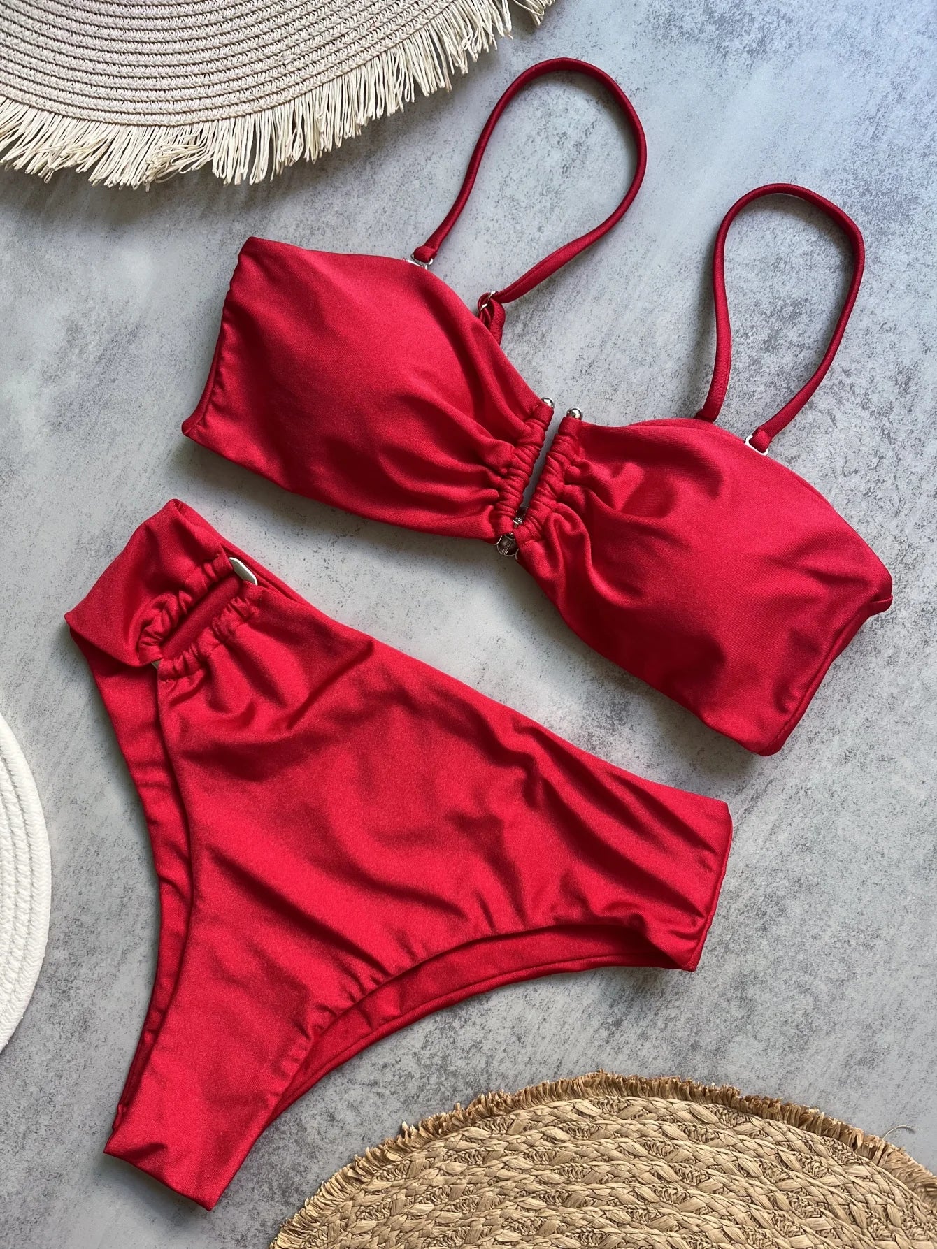 Sexy Push Up Swimwear Brazilian Bikini Thong Solid Beachwear Bathing Suits