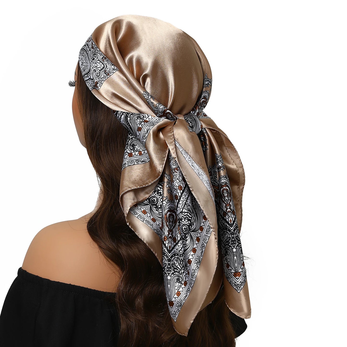90cm Women Four Seasons Square Silk Satin Bandana Wrap Shawl Scarves Scarfs Spk13
