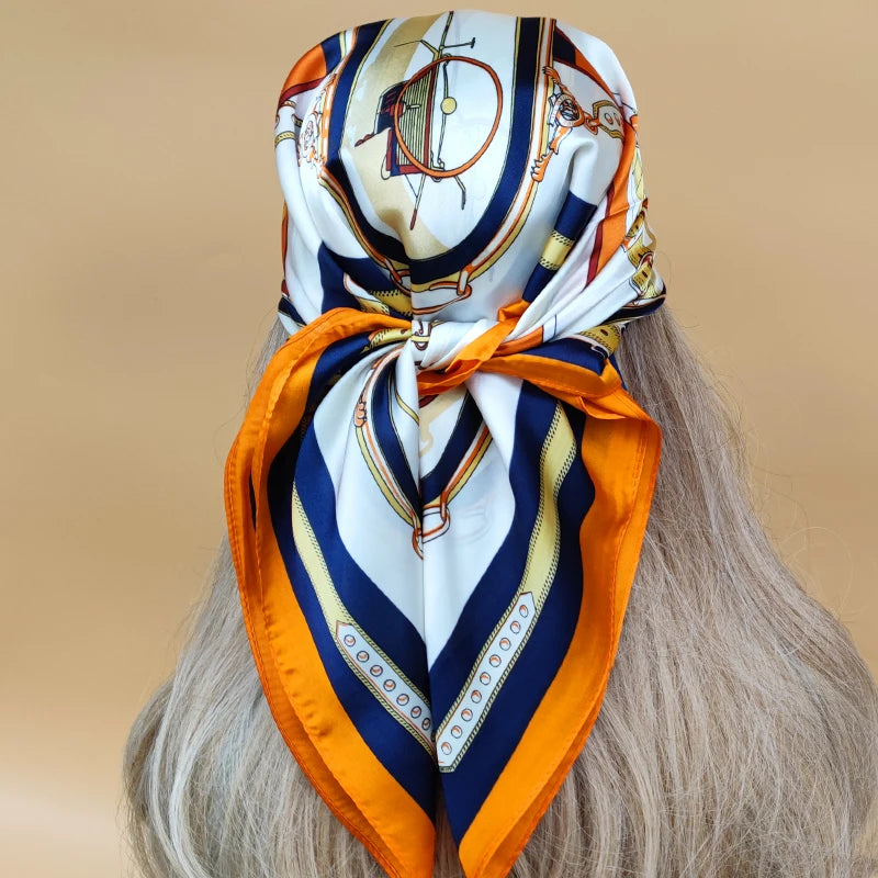 90cm Women Four Seasons Square Silk Satin Bandana Wrap Shawl Scarves Scarfs SRk3