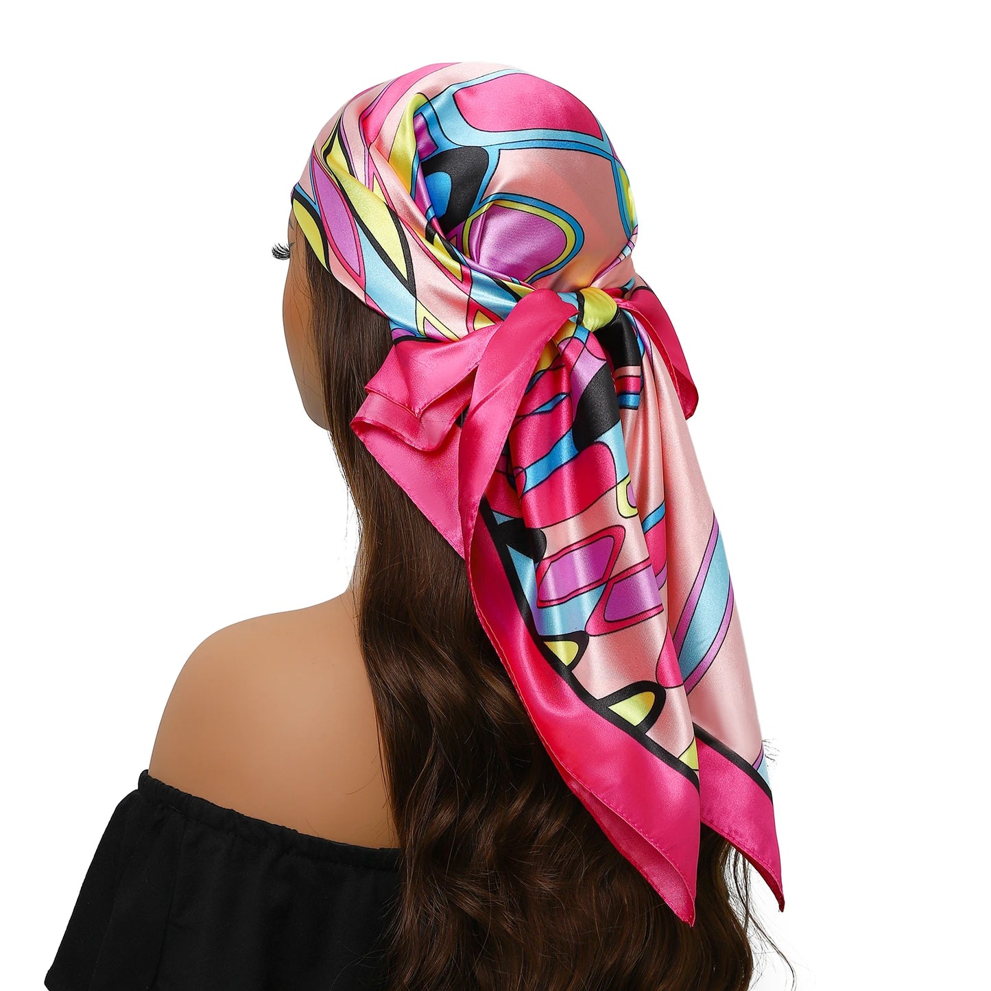 90cm Women Four Seasons Square Silk Satin Bandana Wrap Shawl Scarves Scarfs Spk11