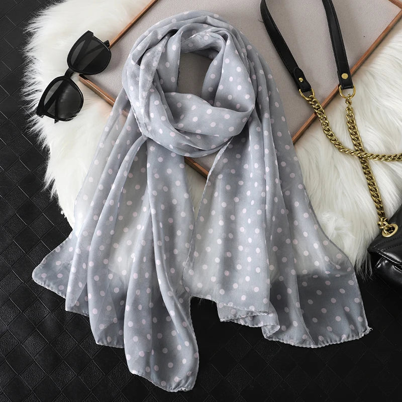 Women Fashion Printed Dot Chiffon Bandanas Beach Wrap Scarf Scarves