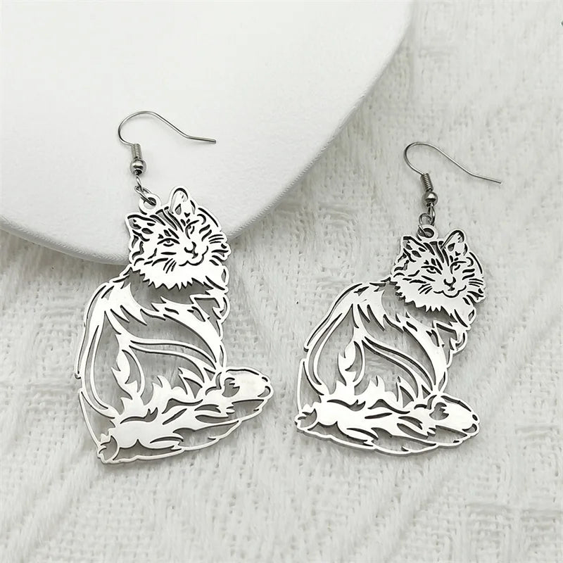 Cute Cat Ragdoll Kitty Women Men Stainless Steel Silver Color Chain Pendant Necklace