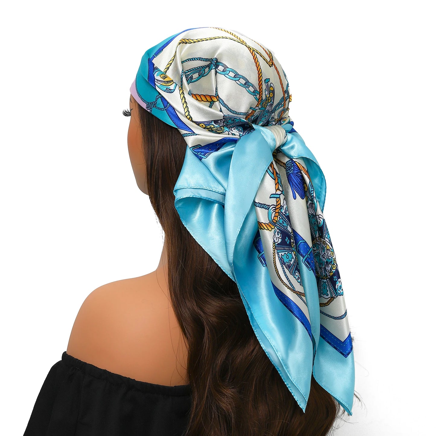90cm Women Four Seasons Square Silk Satin Bandana Wrap Shawl Scarves Scarfs Sqk7